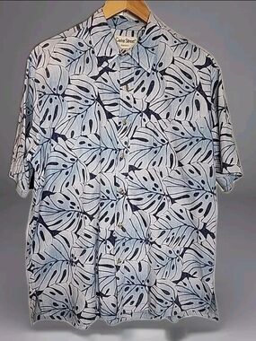 COOKE STREET HONOLULU Shirt Mens Large USA Button Blue Palm